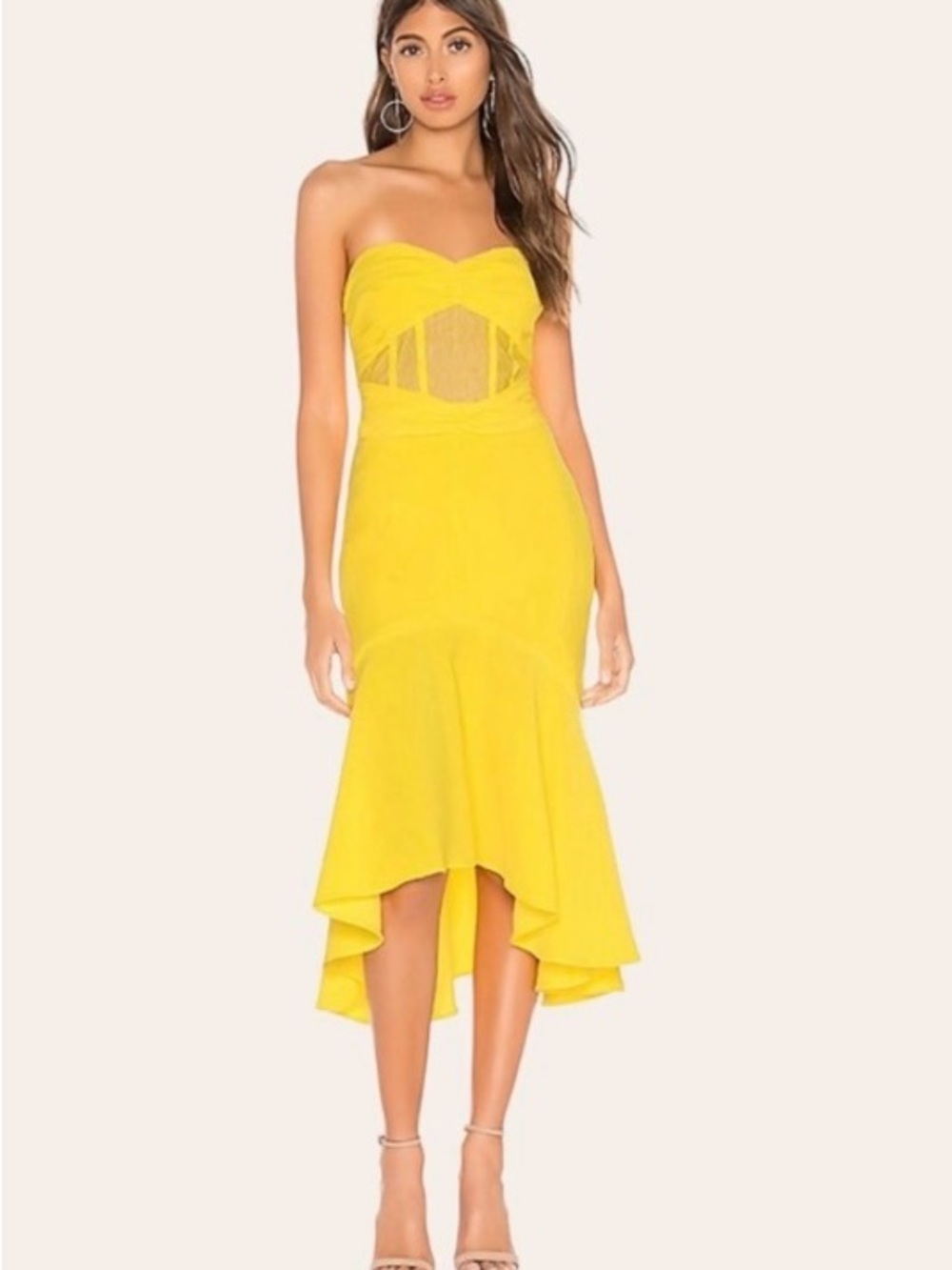 NBD Yellow Strapless Sweetheart Corset Mermaid Dress Sz S VGUC